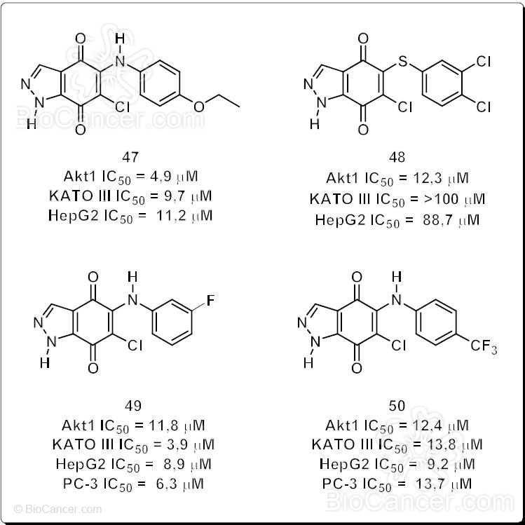 Derivados 1H-indazol-4,7-diónicos inhibidores del centro activo de Akt1